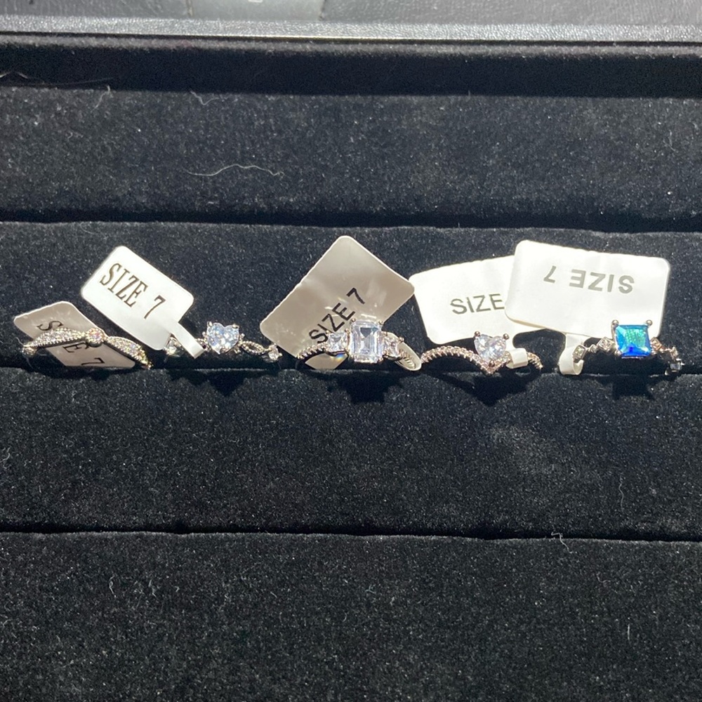 Charmed Aroma Rhodium Plated Rings. Lot of 5 all size 7. NWT